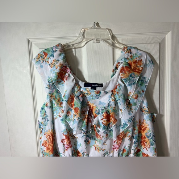 Denim 24/7 Sleeveless Floral Lined Dress Sz 22W - Picture 2 of 10